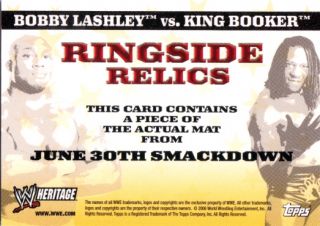 Bobby Lashley King Booker T 2006 Topps Heritage II WWE Ringside Relics 