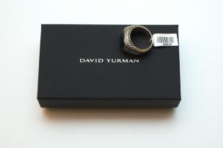 New David Yurman Mens Silver Bloodstone Ring Size 10 $575