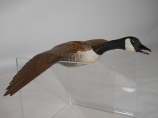 Flying Canada Goose Geese Duck Decoy Miniature by Bob Miller