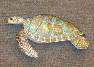 Chainsaw Carving Green Sea Turtle Carved Marine Art Scuba Diving Reef 