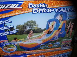   Double Drop Falls Waterslide Outdoor Blow Up Inflatable Slide