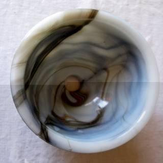 Small Slag Agate Glass Lamp Shade Paneled Swirls Veins