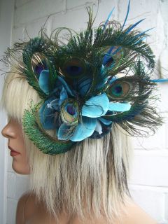 teal blue orchid arrangement feather fascinator feathers an array of
