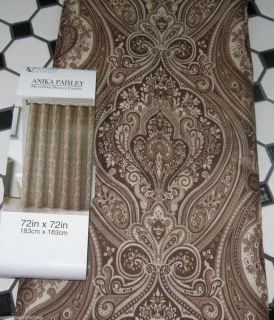 Classics Fabric Shower Curtain Brown Tan Paisley Floral