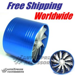 Air Intake Turbonator Single Fan Gas Fuel Saver Blue