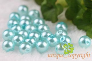 100 pcs Blue lake faux pearl glass beads Round Charms 8mm CR47