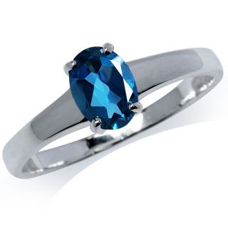 Natural London Blue Topaz 925 Sterling Silver Solitaire Ring Size Sz 6 