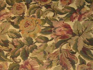 Blue River Rosewood Green Red Tan Floral Pattern Upholstery Fabric BTY 