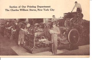 1915 Section of Printing Departmeni in Charles Williams Store New York 