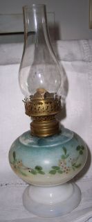 Antique Nellie Bly Miniature Oil, Kerosene Lamp, Hand Painted