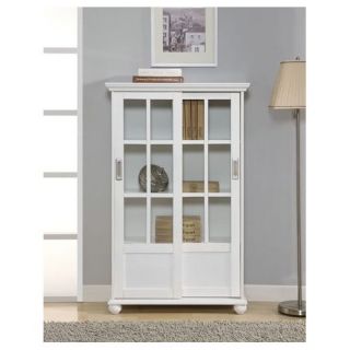 White 2 Sliding Glass Doors Bookcase Book Case Shelf