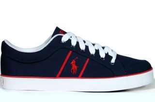   Lauren Shoes Mens Canvas Lace Up Sneakers New Bolingbrook Navy