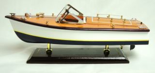 Hand Crafted Runabout Wood Speed Boat Model 14 inches Fully Assembled 