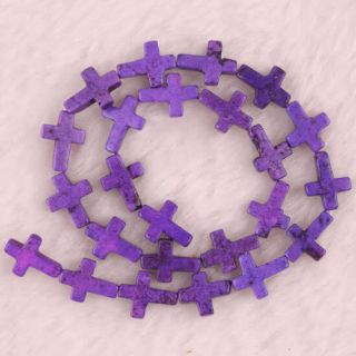 12x16mm Purple Howlite Turquoise Cross Loose Beads Gemstone Strand 16 