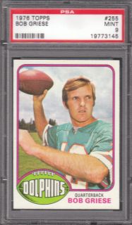 1976 Topps Bob Griese 255 Dolphins PSA 9 Mint