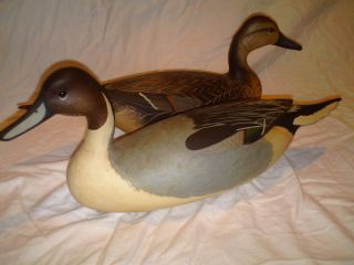 Duck Decoys Bob White Hand Carved Pintail Pair