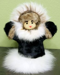 RARE VINTAGE INUIT ESKIMO HAND MADE PUPPET DOLL VERY CUTE 12 TALL FREE 