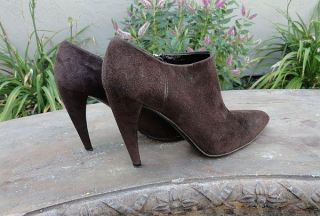 Prada Chocolate Brown Suede Ankle Booties Boots Sz 35 5