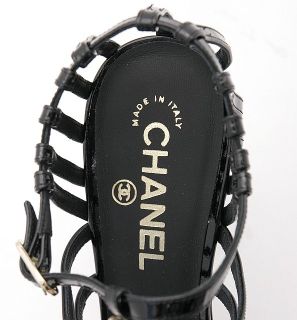 Chanel Black Bow Cage Sandal High Heel Shoe 9 39 New
