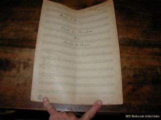 Lombre de Bois Vintage Hand Written Sheet Music Arnold Le Bonde 1926 