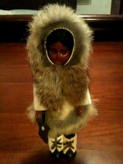 Eskimo Native American Indian Fur Doll Eyes Open RARE