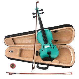 New Crescent 4 4 Green Acoustic Violin Case Rosin 2 Bows