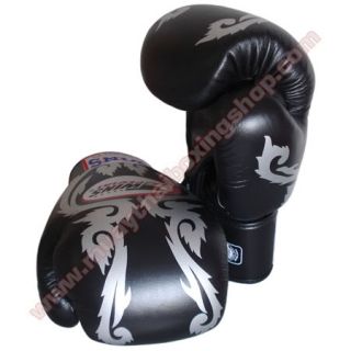 Twins Muay Thai Boxing Gloves Black Silver Kanog 10 Oz