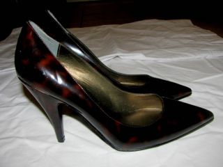 Nina Patent Brown Marble Color Leather Pup 4 Heels Shoes Womens Size 