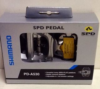 Shimano PD A530 Clipless Platform Bike Pedals SPD Silver
