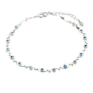   Silver March Birthstone Round Hotwife Anklets Bracelet A46