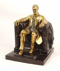 Vintage Lincoln in The Chair Bookends After Memorial by Daniel Chester 