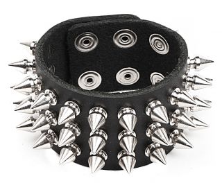 Row Spiked Leather Bracelet Black Red White Pink Spikes Spike USA 
