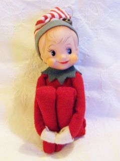 Vintage Christmas Pixie Elf Knee Hugger Japan w/Jingle Bell *Must See 