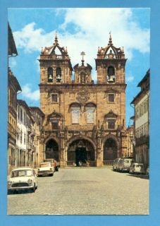 Postcard Portugal Braga Cathedral Cars Mini Opel 70s