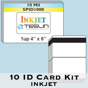10 ID Card Kit for Inkjet   Includes 1up Teslin & HiCo Butterfly Pouch 