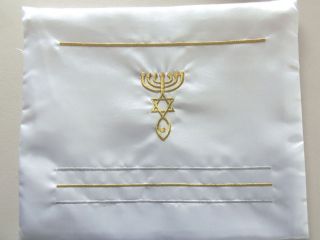 Messianic Hebraic Roots Tallit Prayer Shawl Zipper Bag shiny satin 