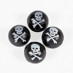 12 Pirate Skull & Crossbones Bouncing Bouncy Balls Party Favor