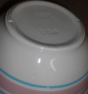 McCoy STONECRAFT Mixing Bowl #107 Pink and Blue Banded 7.25