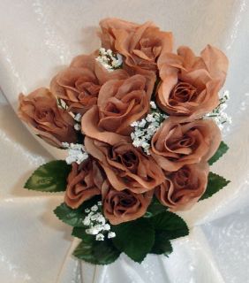   Latte Brown Tan Silk Wedding Flowers Centerpieces Bouquets