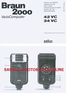 Braun 2000 Variocomputer 42 VC 34 VC Instruction Manual