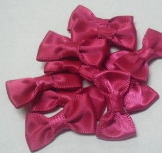 12 Satin Ribbon Bows Dark Pink Crafts Dolls Children Hairbow Decorate 