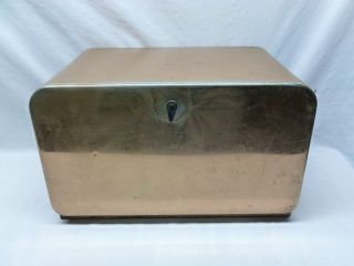   Retro Copper Color Metal Bread Box Kitchen Storage Decor