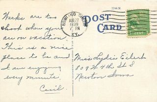 KY Bowling Green City Hospital mailed 1939 Early T67181