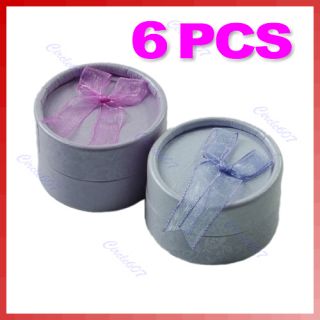   Small Round Jewellery Gift Package Ring Hard Boxes Case Purple