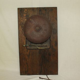 Antique Boxing Ring Arena Bell Mounted on Oak Board Fight