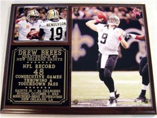 Drew Brees #9 NFL Record 48 Games Touchdown Pass New Orleans Saints 