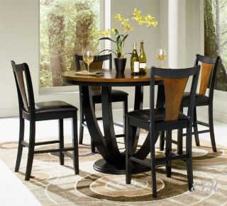 5pc Boyer Black Cherry Wood Counter Dining Table Set