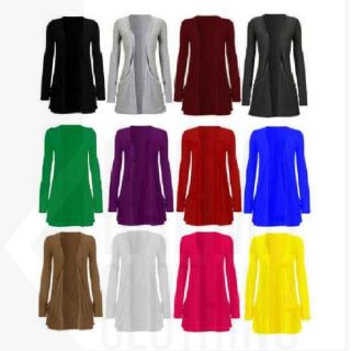 Ladies Long Boyfriend Cardigan with Pockets All Colours One Size 