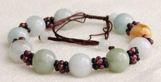 in silk cord bracelet natural burmese jade bead 11mm diameter bracelet 