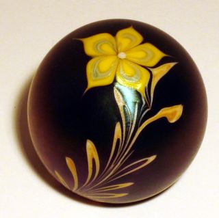 Bridgeton Studio Signed Art Glass Floral Paperweight